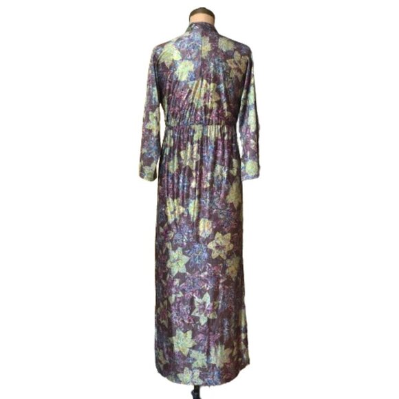 Vintage 70s maxi metallic dress with great print - Picture 3 of 12
